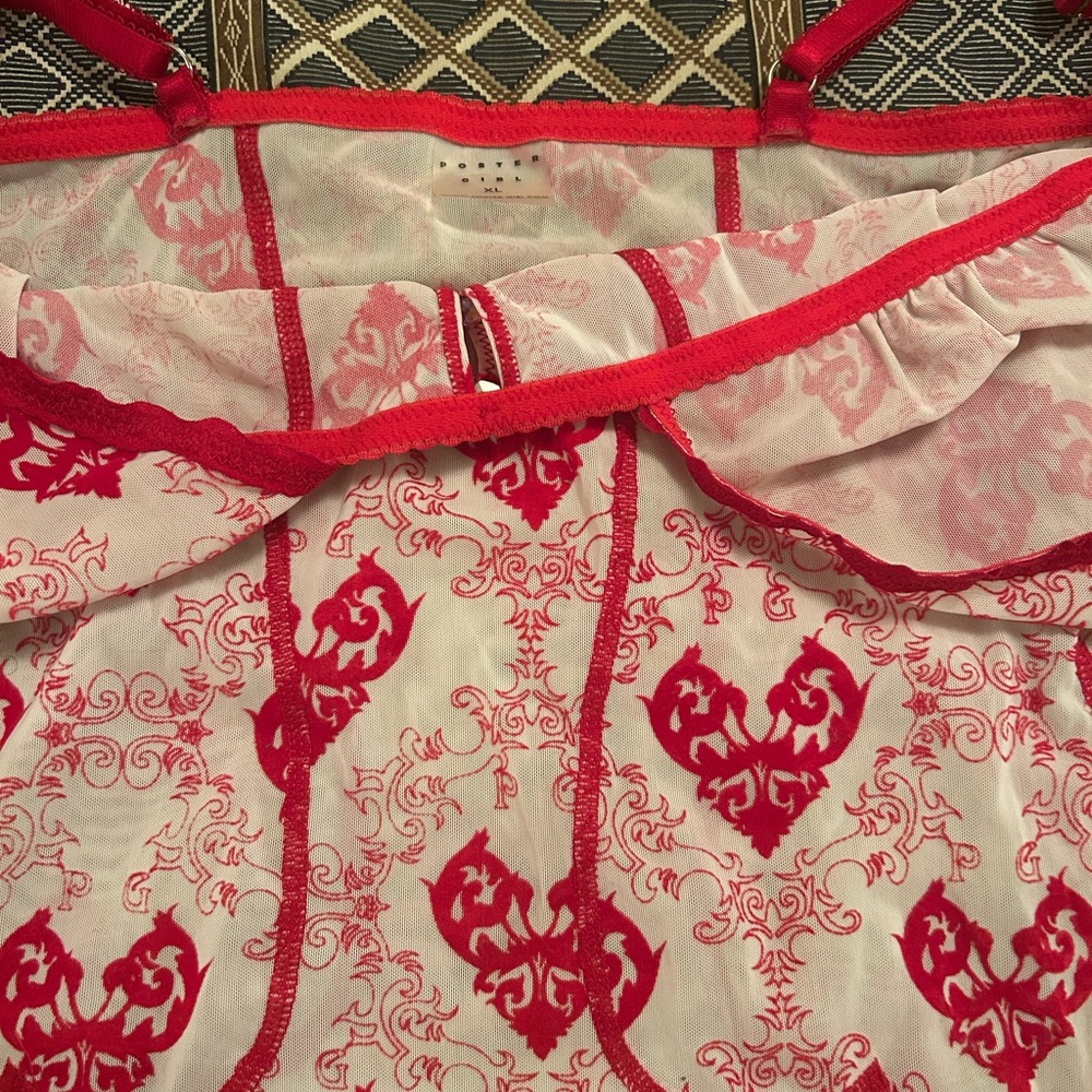 POSTER GIRL Red and White Chemise with Heart Print
